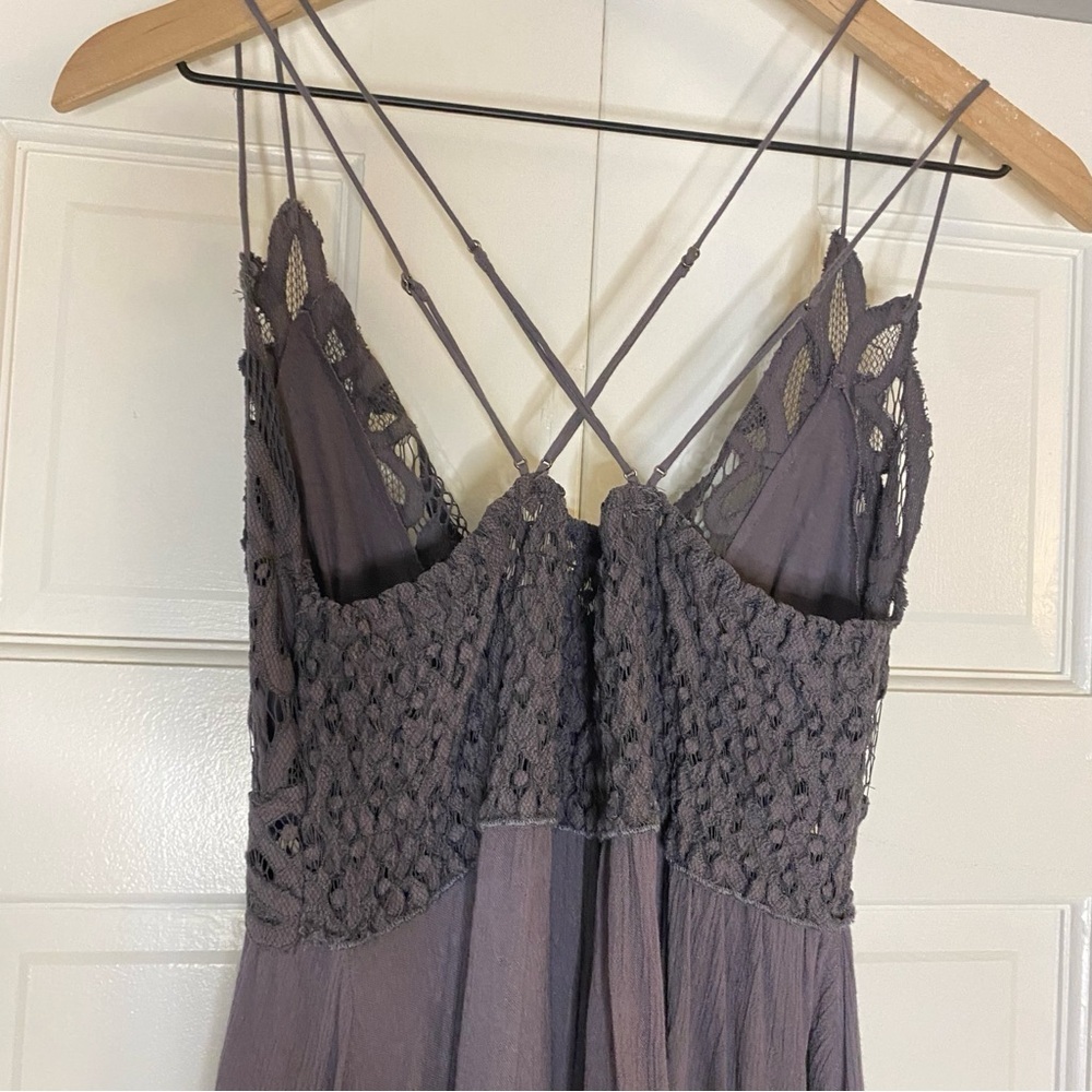 Free People Adella lace mini slip dress in the color, charcoal size medium - Picture 7 of 7